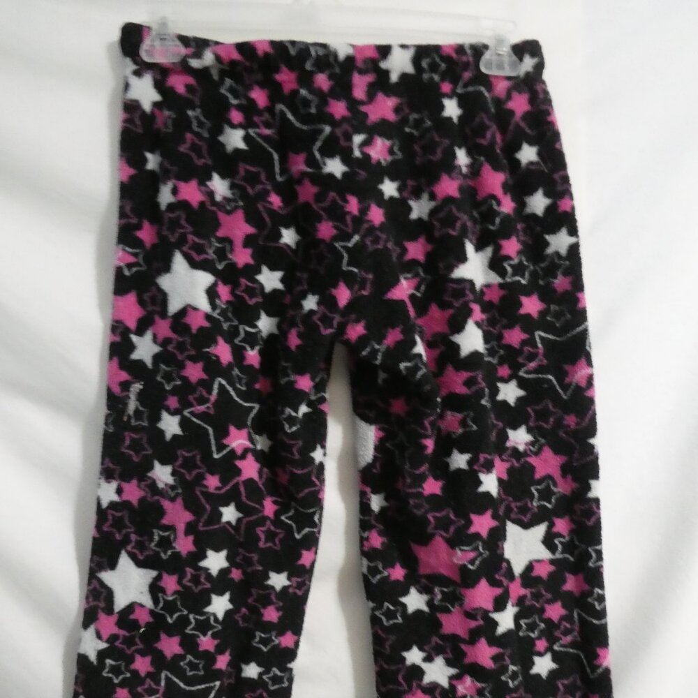 725 ORIGINALS | small | Black Fleece Pajama - Lounge Pants | Pink & White Stars - Picture 13 of 16